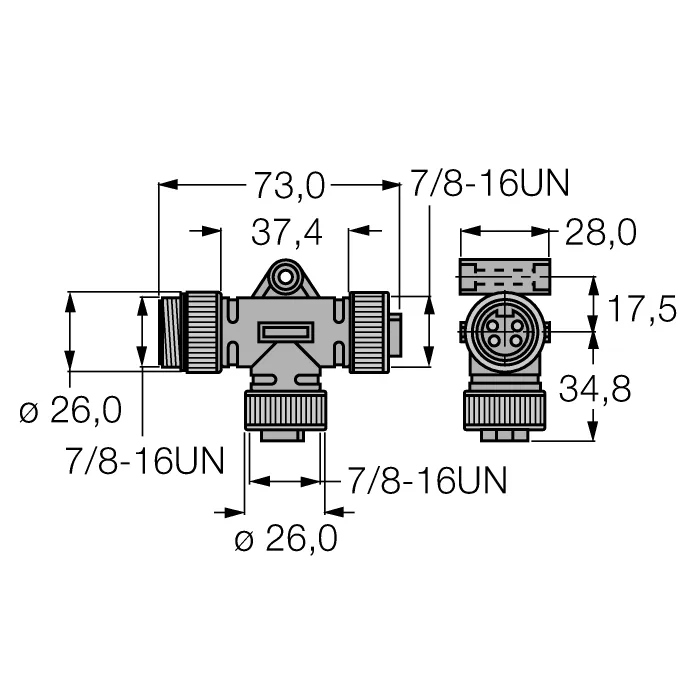 Соединительная системаТ-разветвитель без кабеля - RSM-2RKM40 - 6914828 Turck